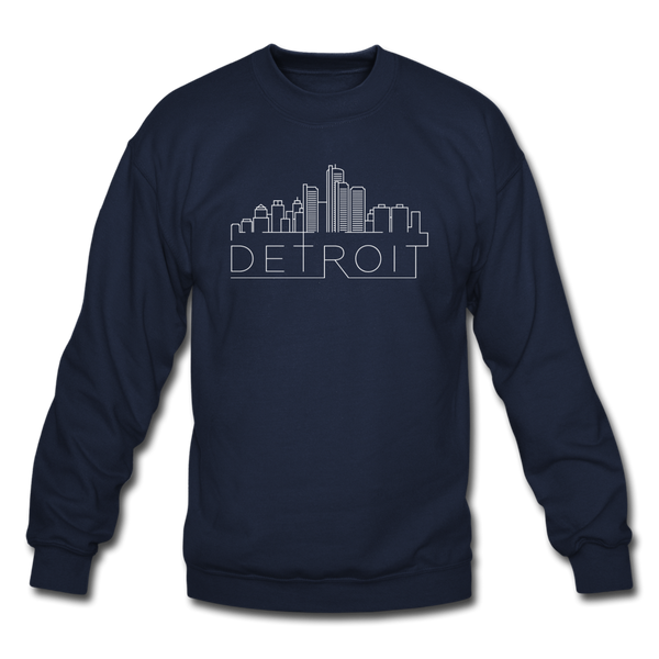 Detroit, Michigan Sweatshirt - Skyline Detroit Crewneck Sweatshirt - navy