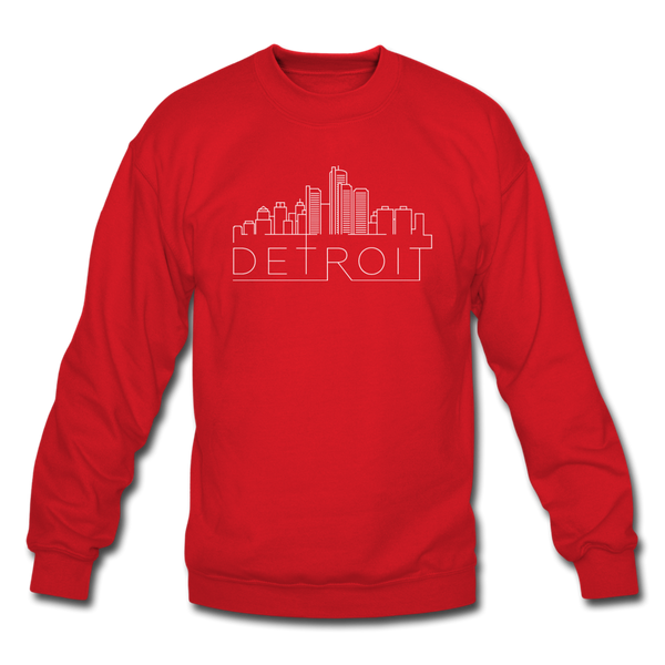 Detroit, Michigan Sweatshirt - Skyline Detroit Crewneck Sweatshirt - red