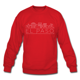 El Paso, Texas Sweatshirt - Skyline El Paso Crewneck Sweatshirt - red