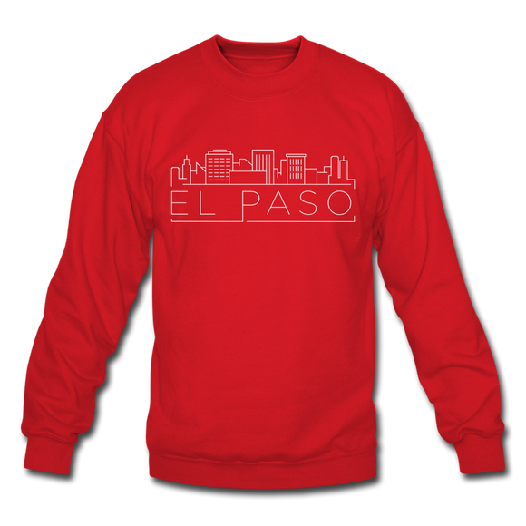 El Paso, Texas Sweatshirt - Skyline El Paso Crewneck Sweatshirt - red