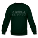 El Paso, Texas Sweatshirt - Skyline El Paso Crewneck Sweatshirt - forest green