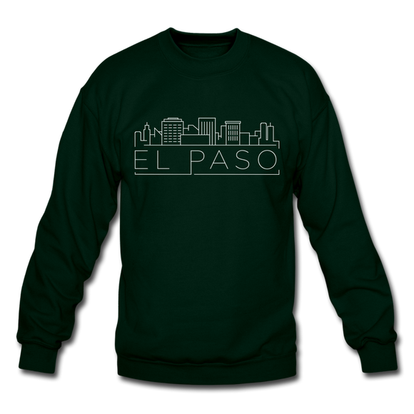 El Paso, Texas Sweatshirt - Skyline El Paso Crewneck Sweatshirt - forest green