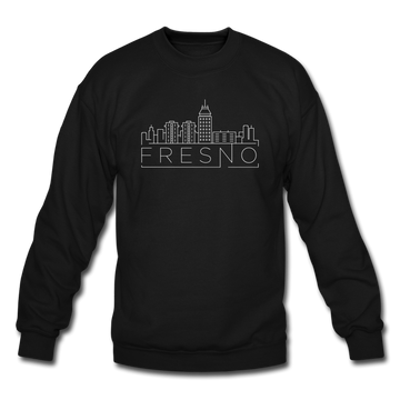 Fresno, California Sweatshirt - Skyline Fresno Crewneck Sweatshirt - black