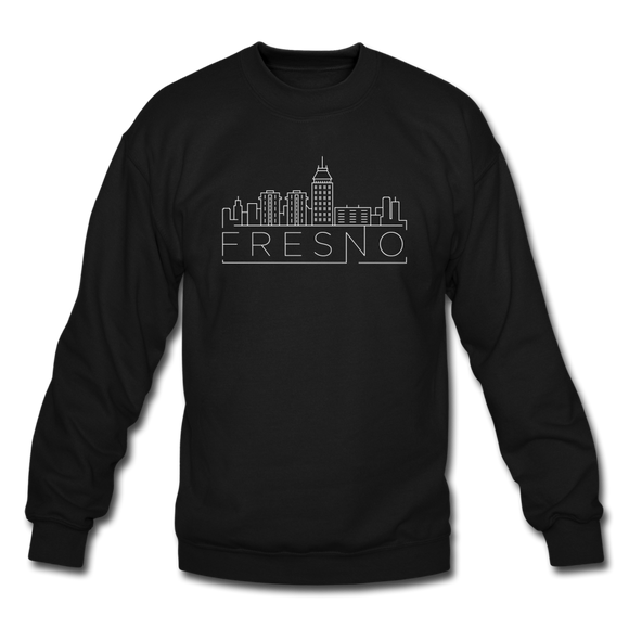 Fresno, California Sweatshirt - Skyline Fresno Crewneck Sweatshirt - black
