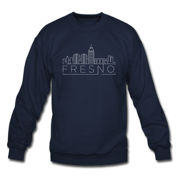 Fresno, California Sweatshirt - Skyline Fresno Crewneck Sweatshirt - navy