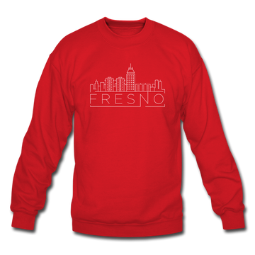 Fresno, California Sweatshirt - Skyline Fresno Crewneck Sweatshirt - red