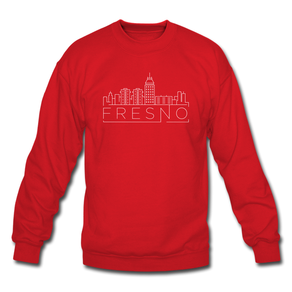 Fresno, California Sweatshirt - Skyline Fresno Crewneck Sweatshirt - red