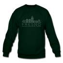 Fresno, California Sweatshirt - Skyline Fresno Crewneck Sweatshirt - forest green