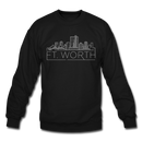 Fort Worth, Texas Sweatshirt - Skyline Fort Worth Crewneck Sweatshirt - black