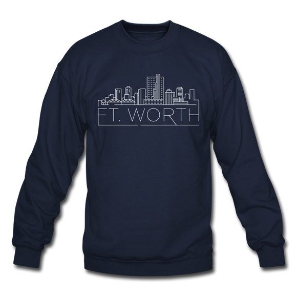 Fort Worth, Texas Sweatshirt - Skyline Fort Worth Crewneck Sweatshirt - navy