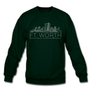 Fort Worth, Texas Sweatshirt - Skyline Fort Worth Crewneck Sweatshirt - forest green