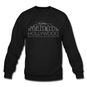 Hollywood, California Sweatshirt - Skyline Hollywood Crewneck Sweatshirt - black