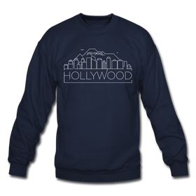 Hollywood, California Sweatshirt - Skyline Hollywood Crewneck Sweatshirt - navy