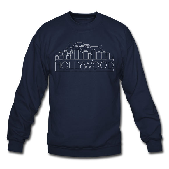 Hollywood, California Sweatshirt - Skyline Hollywood Crewneck Sweatshirt - navy
