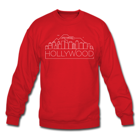 Hollywood, California Sweatshirt - Skyline Hollywood Crewneck Sweatshirt - red