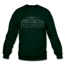 Hollywood, California Sweatshirt - Skyline Hollywood Crewneck Sweatshirt - forest green