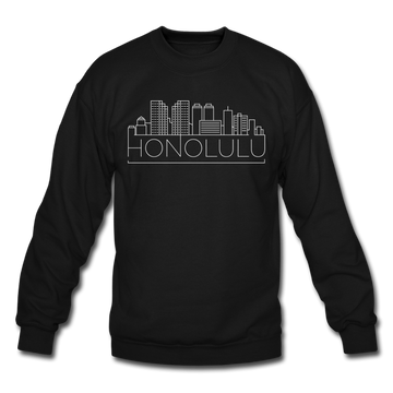 Honolulu, Hawaii Sweatshirt - Skyline Honolulu Crewneck Sweatshirt - black