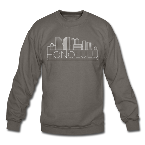 Honolulu, Hawaii Sweatshirt - Skyline Honolulu Crewneck Sweatshirt - asphalt gray