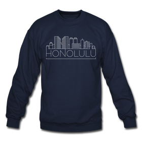 Honolulu, Hawaii Sweatshirt - Skyline Honolulu Crewneck Sweatshirt - navy