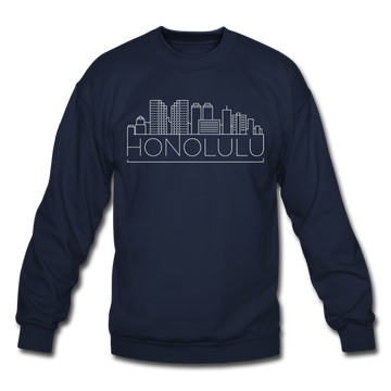 Honolulu, Hawaii Sweatshirt - Skyline Honolulu Crewneck Sweatshirt - navy