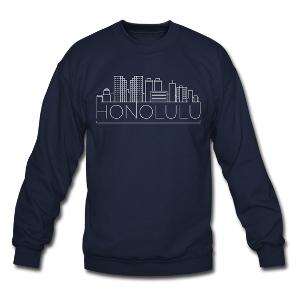 Honolulu, Hawaii Sweatshirt - Skyline Honolulu Crewneck Sweatshirt - navy
