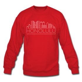 Honolulu, Hawaii Sweatshirt - Skyline Honolulu Crewneck Sweatshirt - red