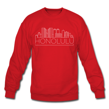 Honolulu, Hawaii Sweatshirt - Skyline Honolulu Crewneck Sweatshirt - red
