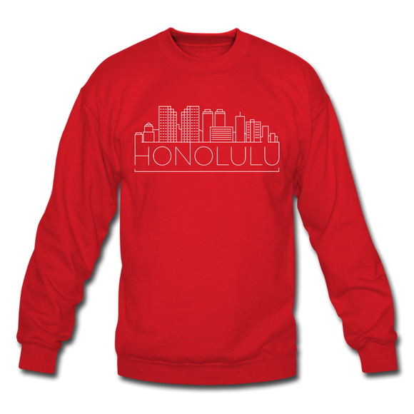Honolulu, Hawaii Sweatshirt - Skyline Honolulu Crewneck Sweatshirt - red