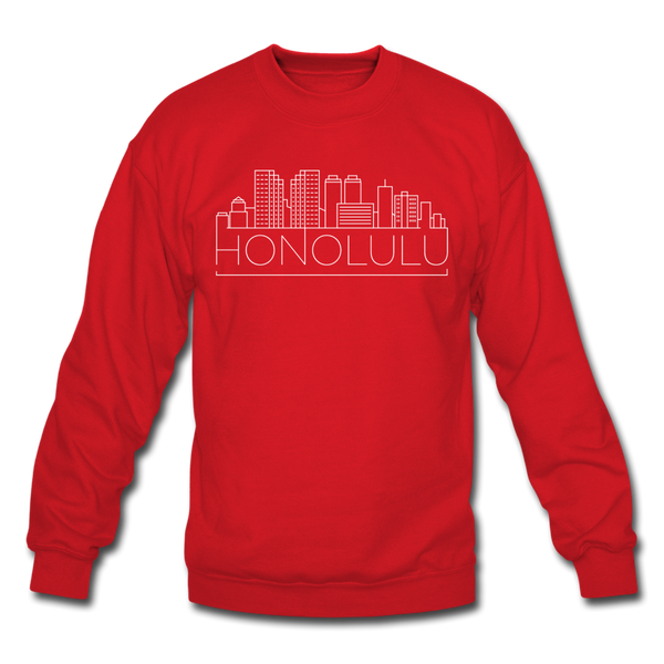 Honolulu, Hawaii Sweatshirt - Skyline Honolulu Crewneck Sweatshirt - red
