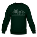Honolulu, Hawaii Sweatshirt - Skyline Honolulu Crewneck Sweatshirt - forest green