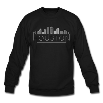 Houston, Texas Sweatshirt - Skyline Houston Crewneck Sweatshirt - black