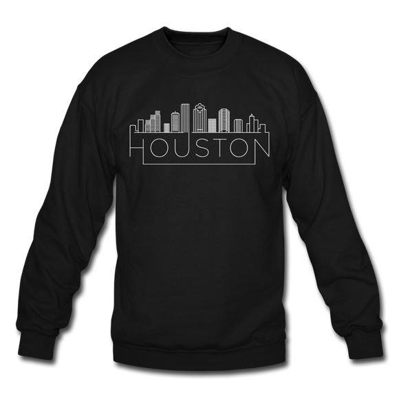 Houston, Texas Sweatshirt - Skyline Houston Crewneck Sweatshirt - black