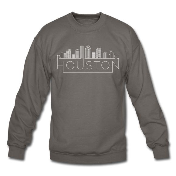 Houston, Texas Sweatshirt - Skyline Houston Crewneck Sweatshirt - asphalt gray