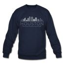Houston, Texas Sweatshirt - Skyline Houston Crewneck Sweatshirt - navy