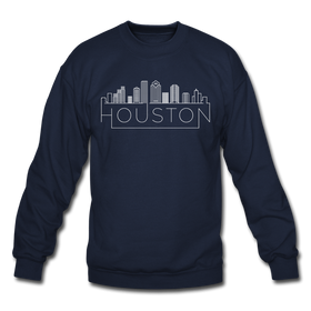 Houston, Texas Sweatshirt - Skyline Houston Crewneck Sweatshirt - navy