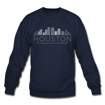Houston, Texas Sweatshirt - Skyline Houston Crewneck Sweatshirt - navy