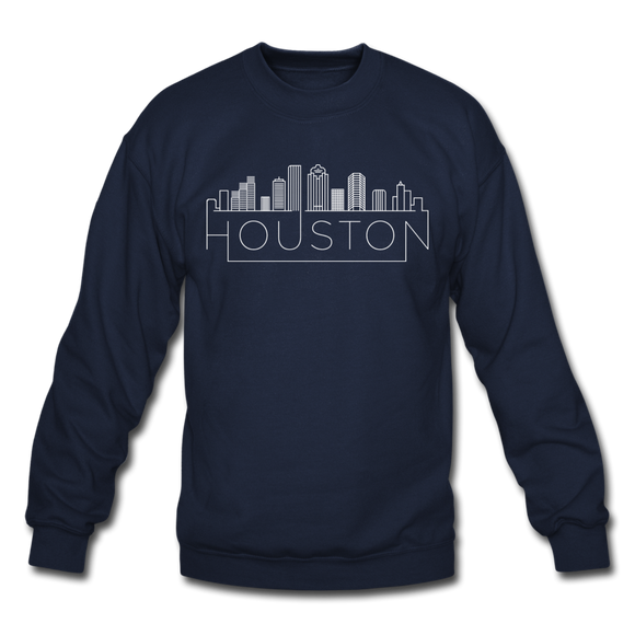 Houston, Texas Sweatshirt - Skyline Houston Crewneck Sweatshirt - navy