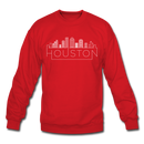 Houston, Texas Sweatshirt - Skyline Houston Crewneck Sweatshirt - red
