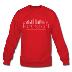 Houston, Texas Sweatshirt - Skyline Houston Crewneck Sweatshirt - red
