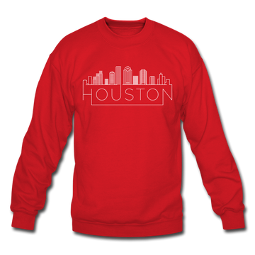 Houston, Texas Sweatshirt - Skyline Houston Crewneck Sweatshirt - red