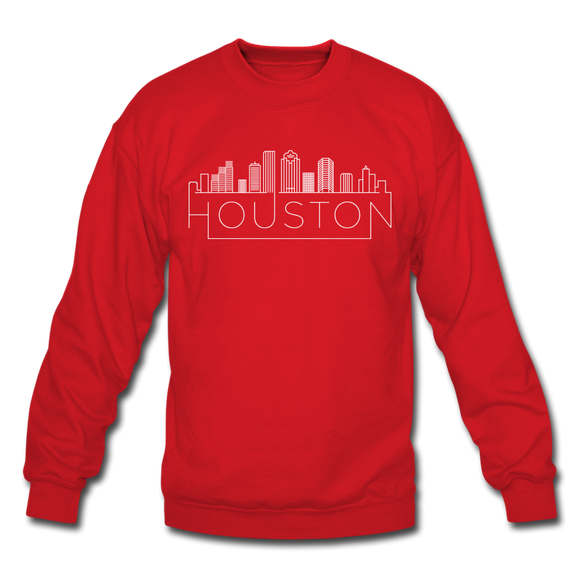 Houston, Texas Sweatshirt - Skyline Houston Crewneck Sweatshirt - red