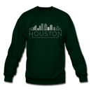 Houston, Texas Sweatshirt - Skyline Houston Crewneck Sweatshirt - forest green