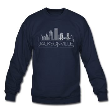 Jacksonville, Florida Sweatshirt - Skyline Jacksonville Crewneck Sweatshirt - navy