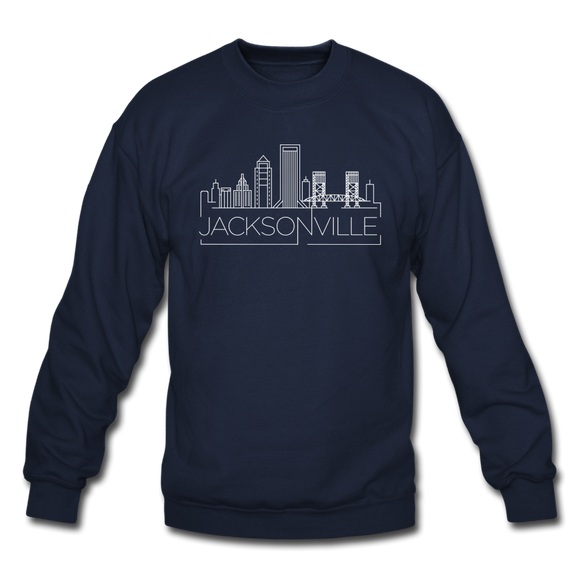 Jacksonville, Florida Sweatshirt - Skyline Jacksonville Crewneck Sweatshirt - navy