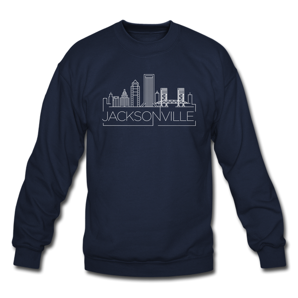 Jacksonville, Florida Sweatshirt - Skyline Jacksonville Crewneck Sweatshirt - navy