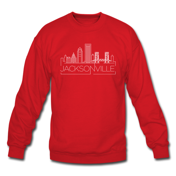 Jacksonville, Florida Sweatshirt - Skyline Jacksonville Crewneck Sweatshirt - red