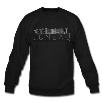 Juneau, Alaska Sweatshirt - Skyline Juneau Crewneck Sweatshirt - black