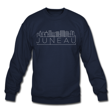 Juneau, Alaska Sweatshirt - Skyline Juneau Crewneck Sweatshirt - navy