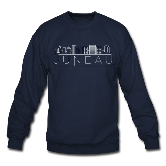 Juneau, Alaska Sweatshirt - Skyline Juneau Crewneck Sweatshirt - navy