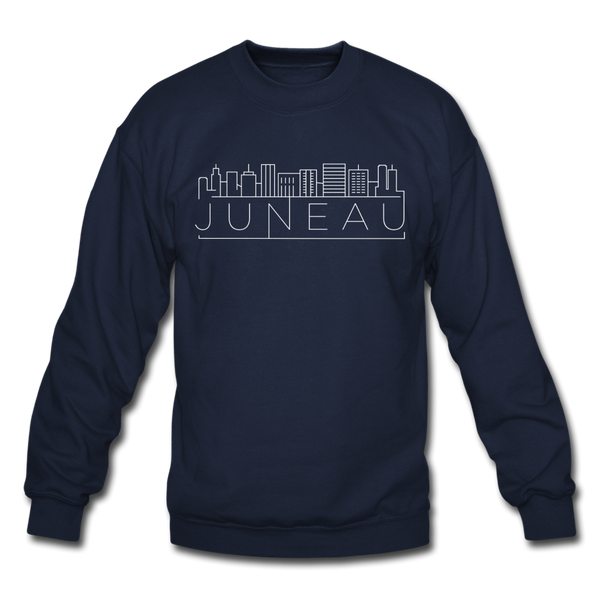 Juneau, Alaska Sweatshirt - Skyline Juneau Crewneck Sweatshirt - navy
